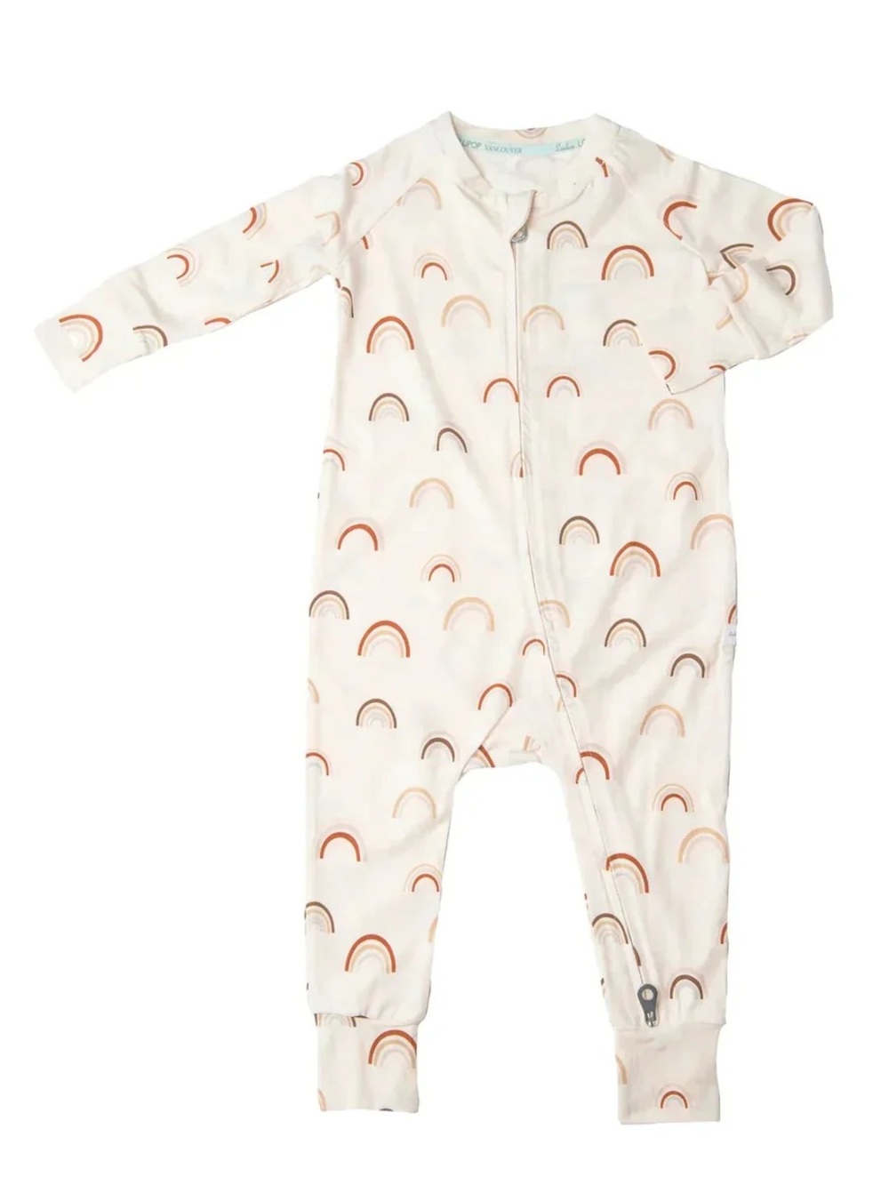 Cream Rainbow Zip-Front Footed One-Piece for Kids